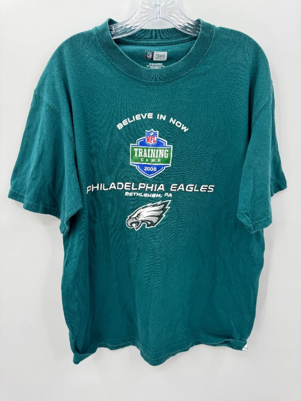 Vintage 2008 Philadelphia Eagles NFL Training Camp T-Shirt Mens Large Green